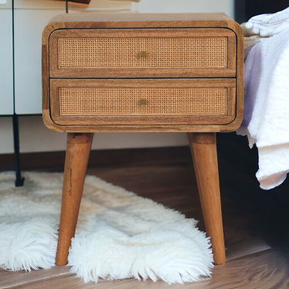 Larrisa Rattan Oak Bedside Table