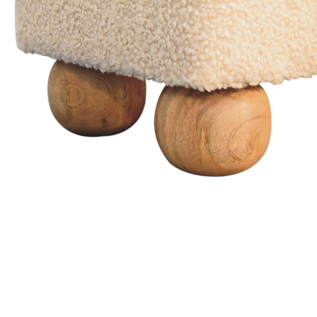 Tan Leather Boucle Ball Footstool