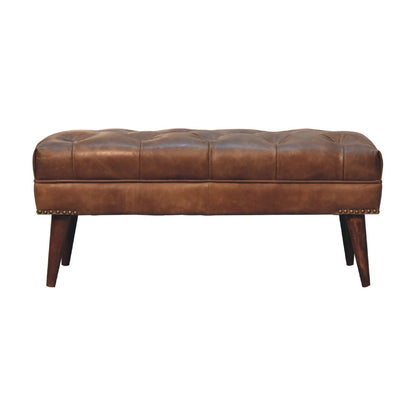 Harbour Brown Leather Bench