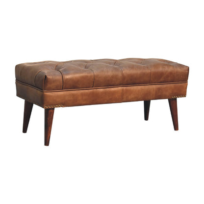 Harbour Brown Leather Bench