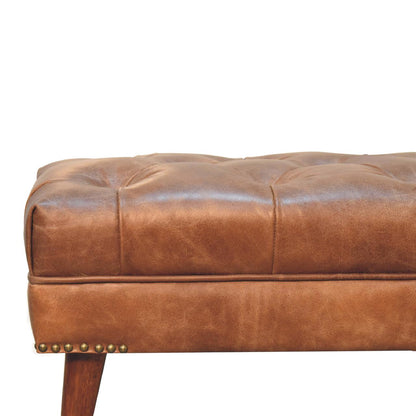 Harbour Brown Leather Bench