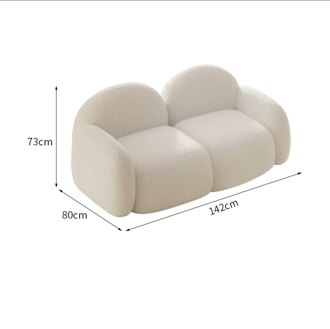 Cloud sofa simple white lamb wool sofa comfortable long daybed sofa