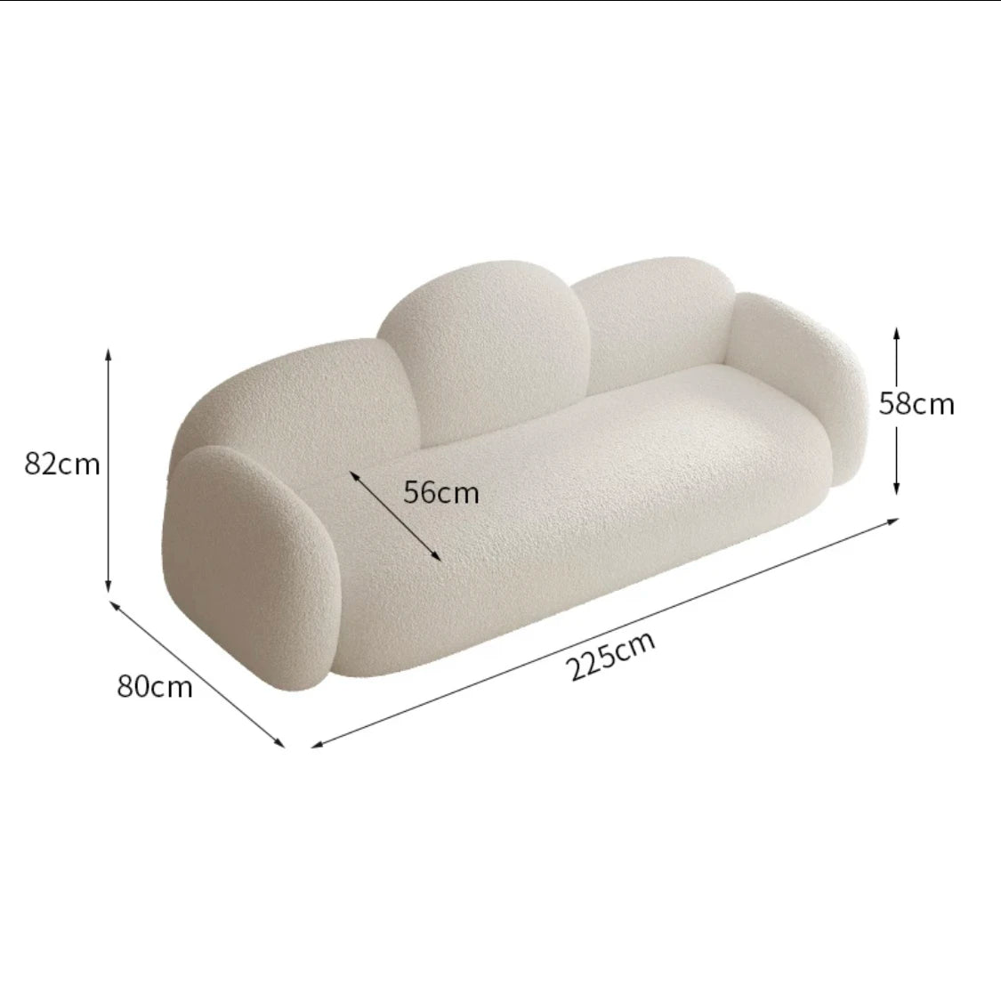 Cloud sofa simple white lamb wool sofa comfortable long daybed sofa