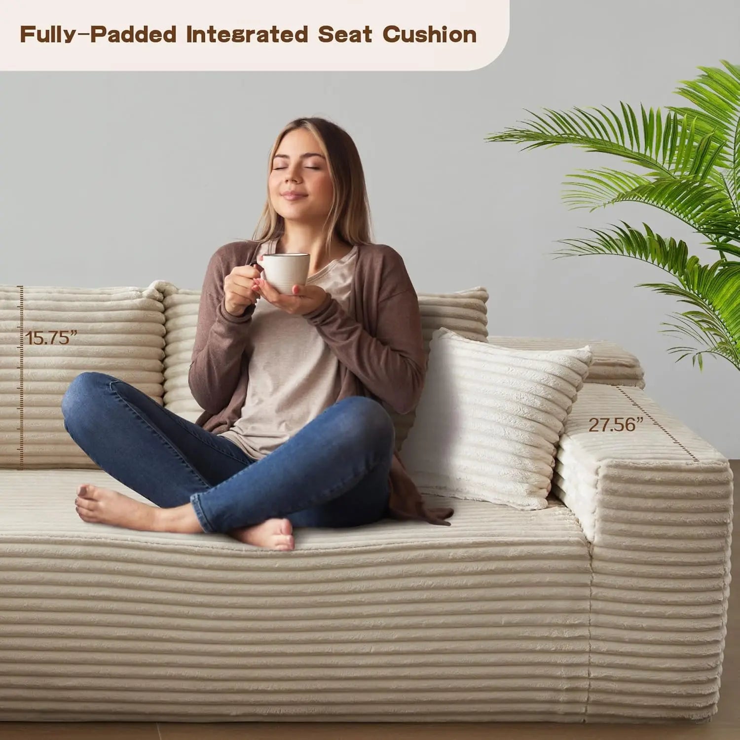 Modular Sectional Sofa, L-Shape Cloud Sofa, Free Combination Deep Seat Corner Couch, Contemporary Living Room