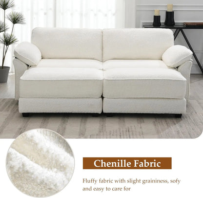 Love Seat Sleeper Sofa, 81" Deep Seat White Cloud Couch Convertible Sofa Bed, Modern Oversized Chair with Ottoman Small Couch