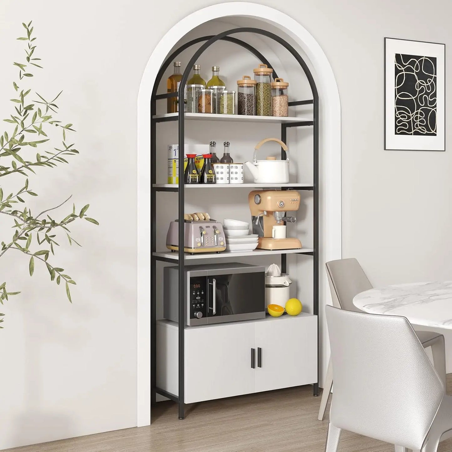 Modern Arched Bookshelf with Open Shelves