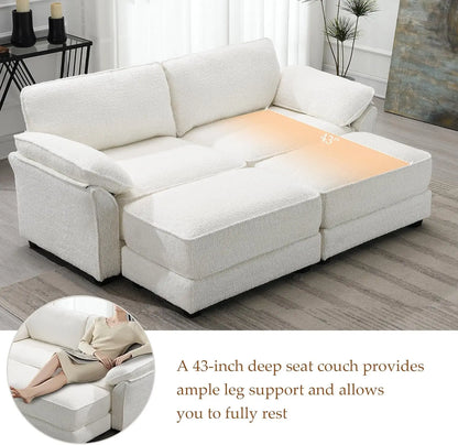 Love Seat Sleeper Sofa, 81" Deep Seat White Cloud Couch Convertible Sofa Bed, Modern Oversized Chair with Ottoman Small Couch