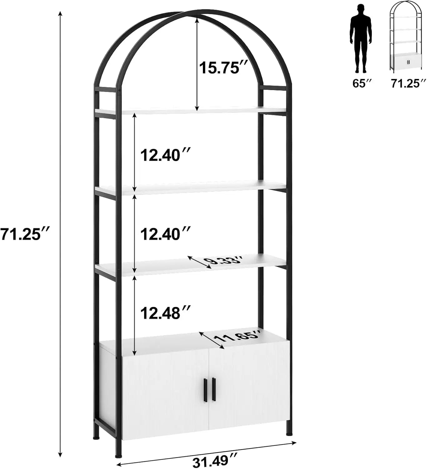 Modern Arched Bookshelf with Open Shelves