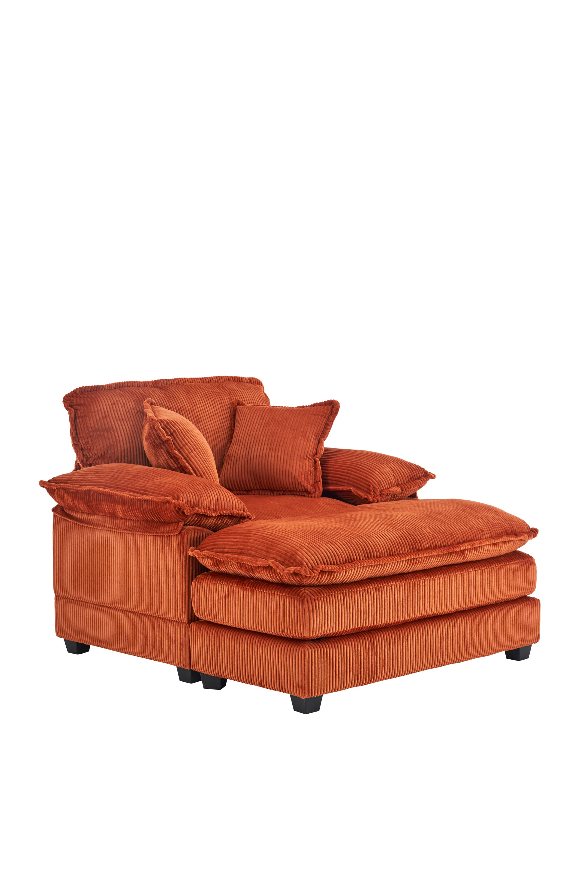 56.3 Inch Corduroy single sofa With  2 toss pillows and a ottoman ,Comfy Sofa- Deep Seat Couch for Living Room