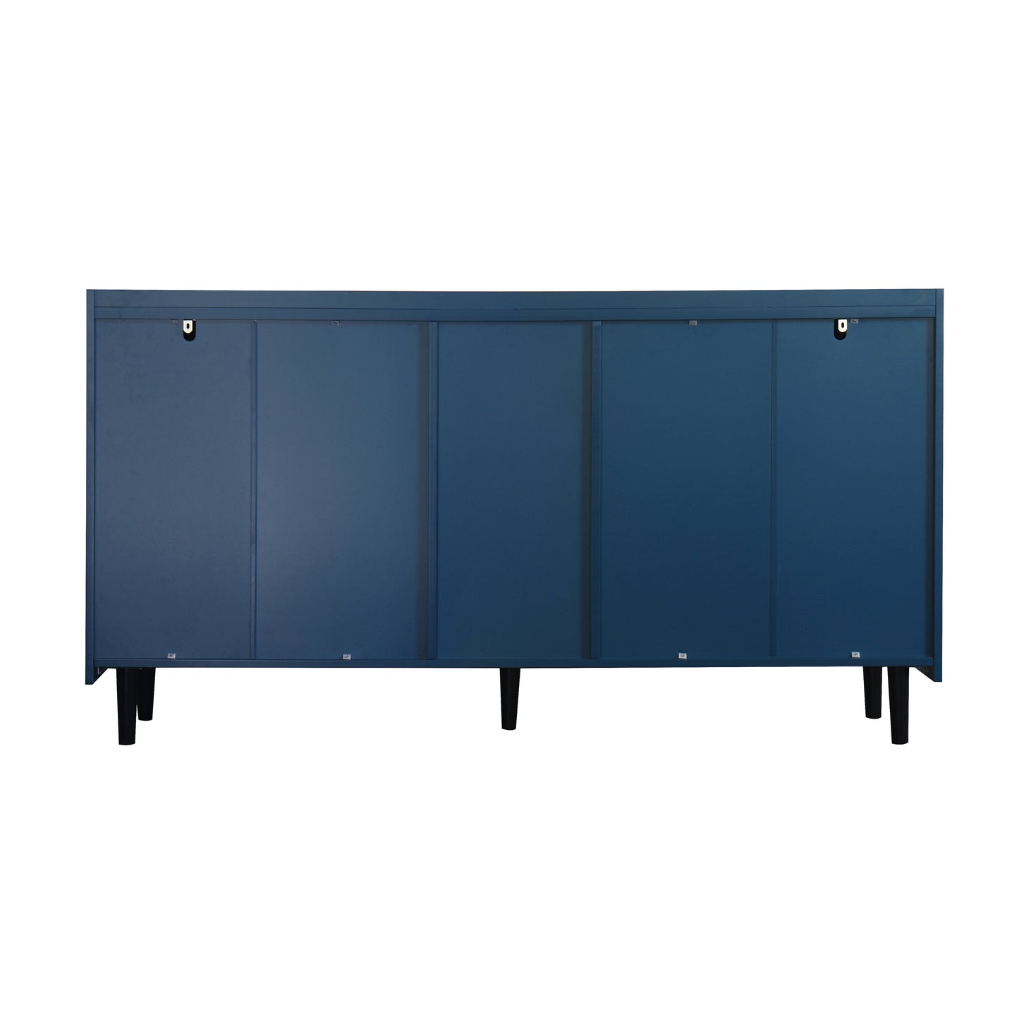 Modern Kitchen Pantry Storage Cabinet , 55" Coffee Bar Storage Cabinet with 2 Drawers, 2 Open Storage Compartment & 2 Glass Doors, Wood Buffet Table for Kitchen, Living Room, Blue