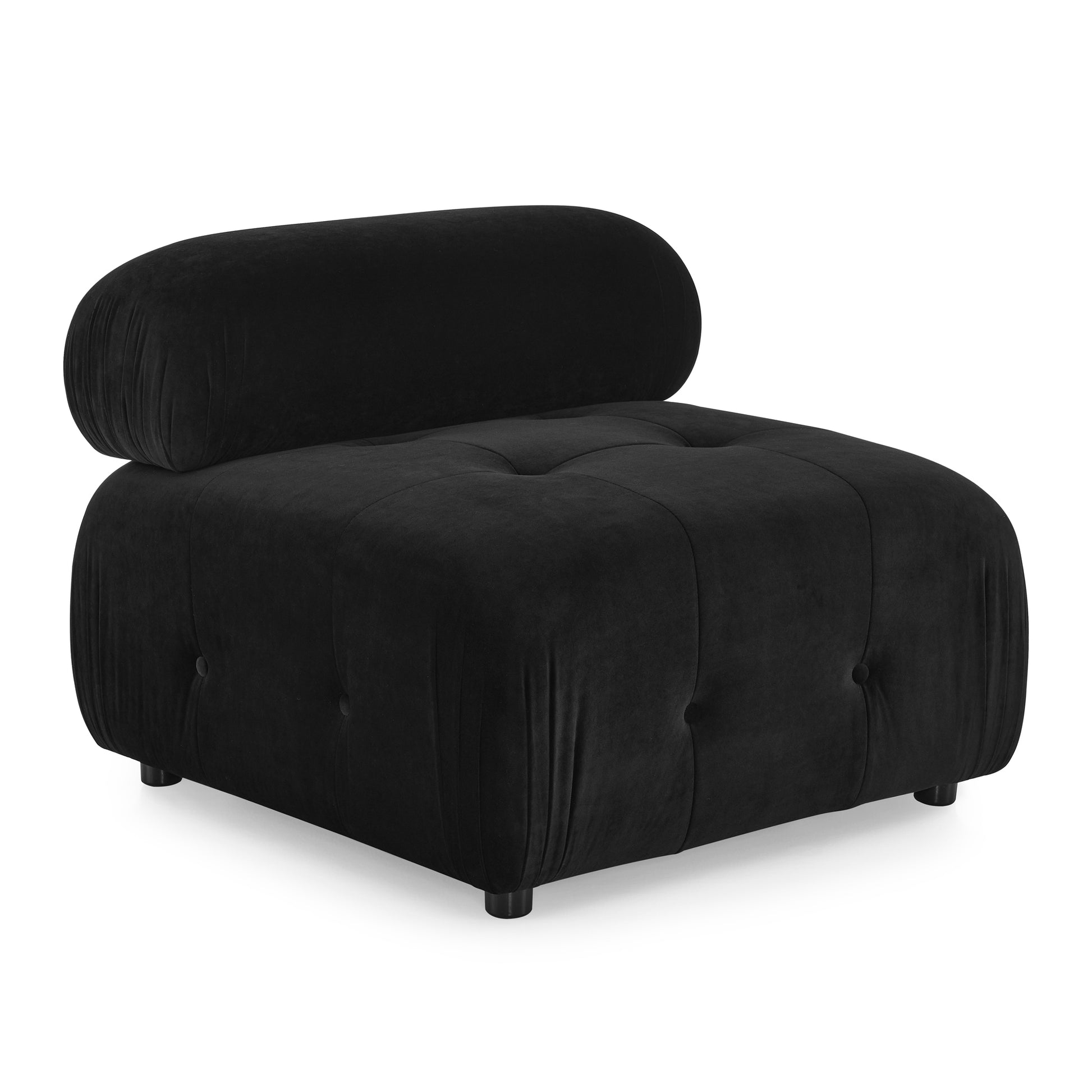 Modular Sectional Sofa, Button Tufted Designed and DIY Combination,L Shaped Couch with Reversible Ottoman, Black Velvet