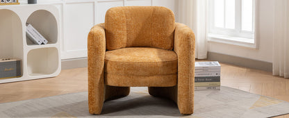 Mid Century Modern Barrel Accent Chair Armchair for Living Room, Bedroom, Guest Room,Office, pumpkin orange