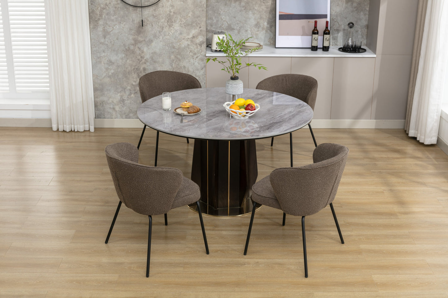 Retro Minimalist Modern Boucle Fabric Dining Chairs