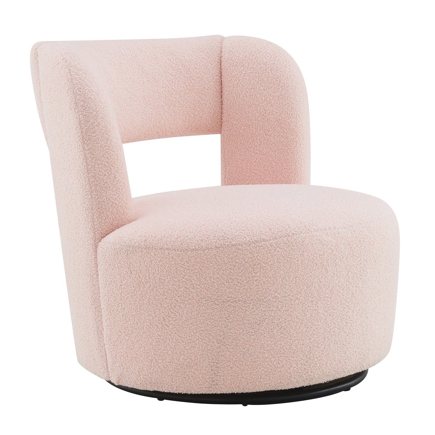 Swivel Barrel Chair with Soft Teddy Fabric, Comfy Round Accent Chair for Living Room.Upholstered Performance Fabric for Living Room Bedroom Reading Waitingroom,1 PC,Teddy Light Pink