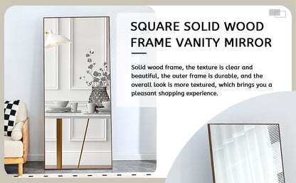 Fourth generation solid wood frame long mirror, dressing mirror, bedroom foyer, decorative mirror, clothing store, floor to ceiling mirror, wall mounted. 71 "* 31.4"