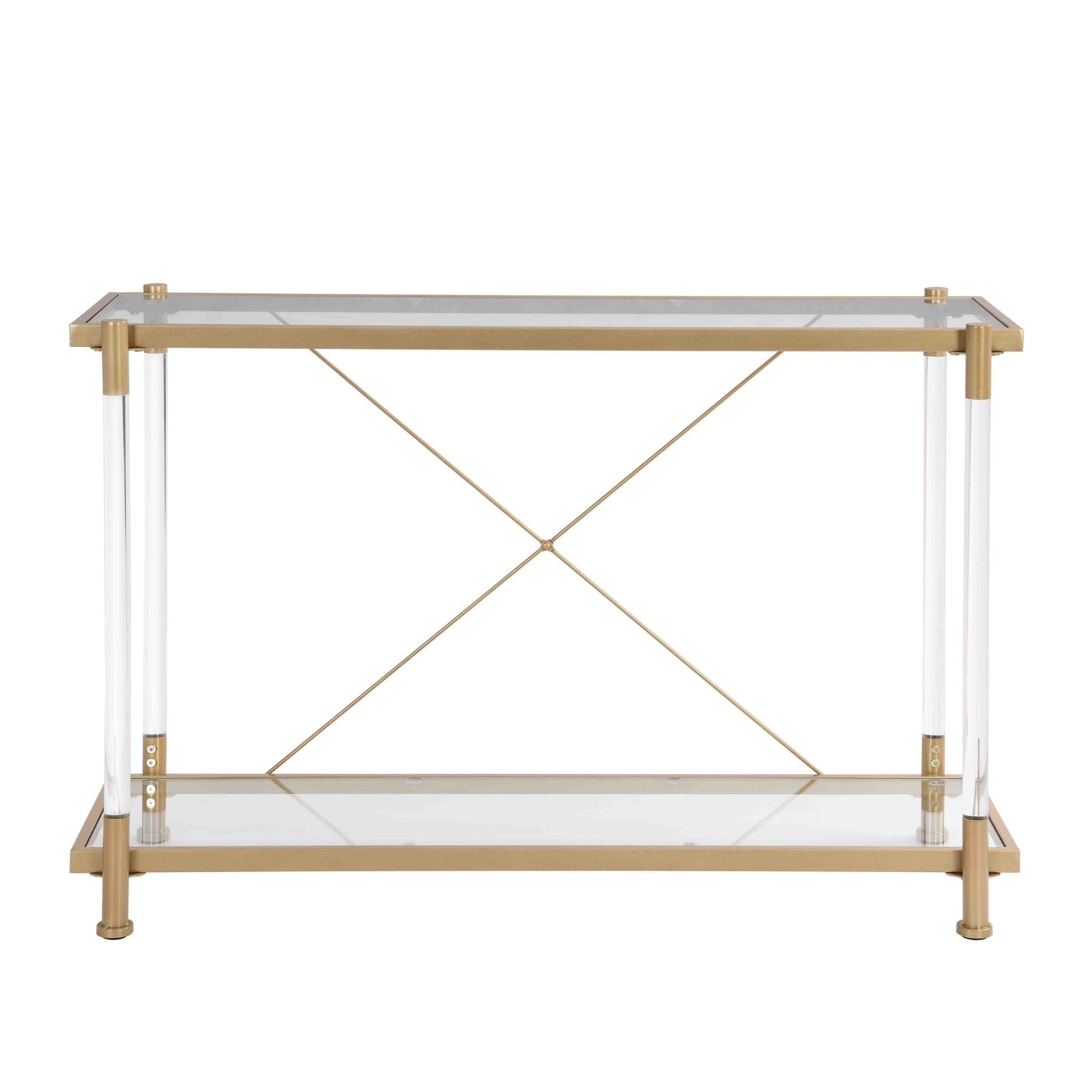 43.31'' Golden Glass Sofa Table, Acrylic Side Table, Console Table for Living Roome& Bedroom