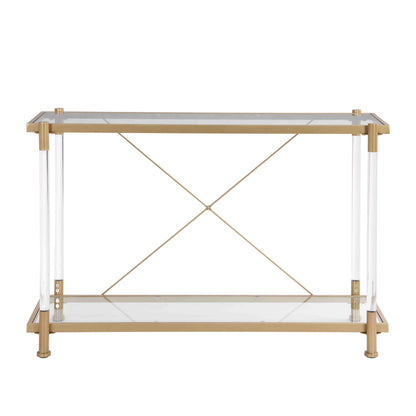 43.31'' Golden Glass Sofa Table, Acrylic Side Table, Console Table for Living Roome& Bedroom