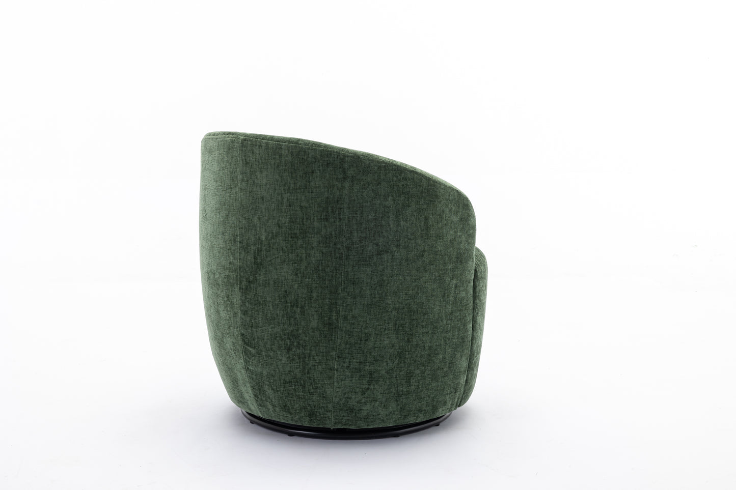 037-Chenille Fabric Swivel Accent Armchair Barrel Chair With Black Powder Coating Metal Ring,Green