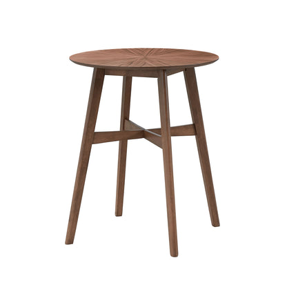 3 Pieces Bar Table Set,Modern Round Counter Height Pub Table, Wooden High Top with Bar Stools Pub Dining Set for Kitchen,Restaurant,Cocktail Bar,Walnut