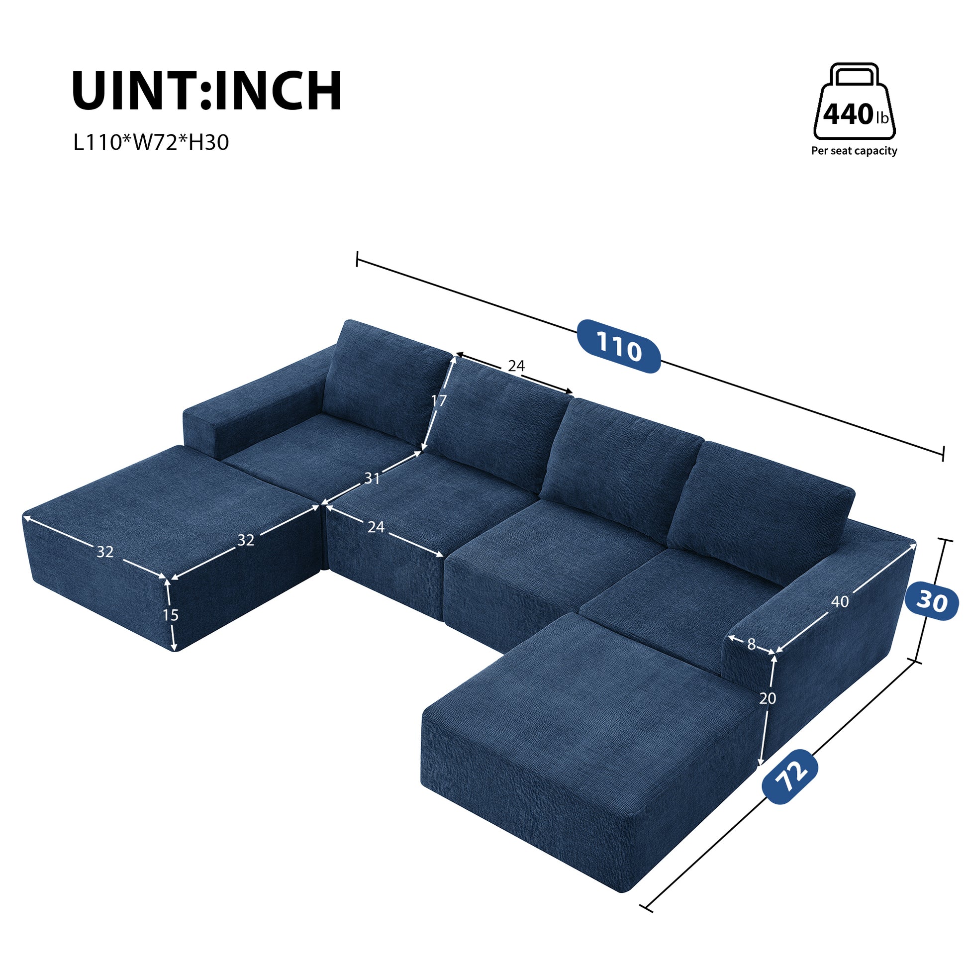 [VIDEO provided][New]110*72" Modular U Shaped Sectional Sofa,Luxury Chenille Floor Couch Set,Upholstered Indoor Furniture,Foam-Filled Sleeper Sofa Bed for Living Room,Bedroom,Free Combination,3 Colors