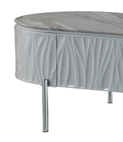 Yukino Gray High Gloss & Chrome Finish Coffee Table