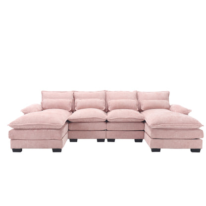 UNITED WE WIN Modern Large chenille Fabric U-Shape Sectional Sofa