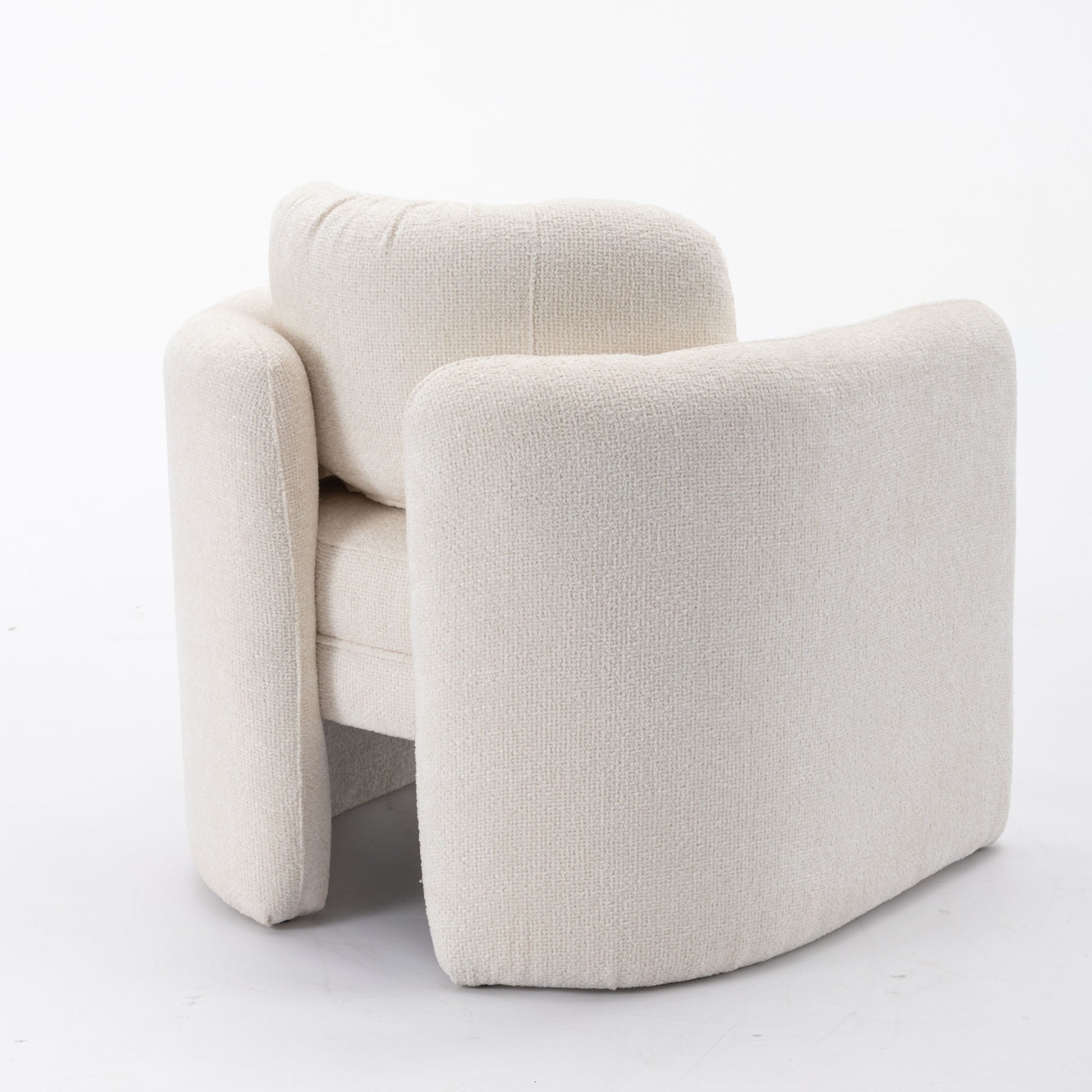 Mid Century Modern Barrel Accent Chair Armchair for Living Room, Bedroom, Guest Room,Office, Ivory