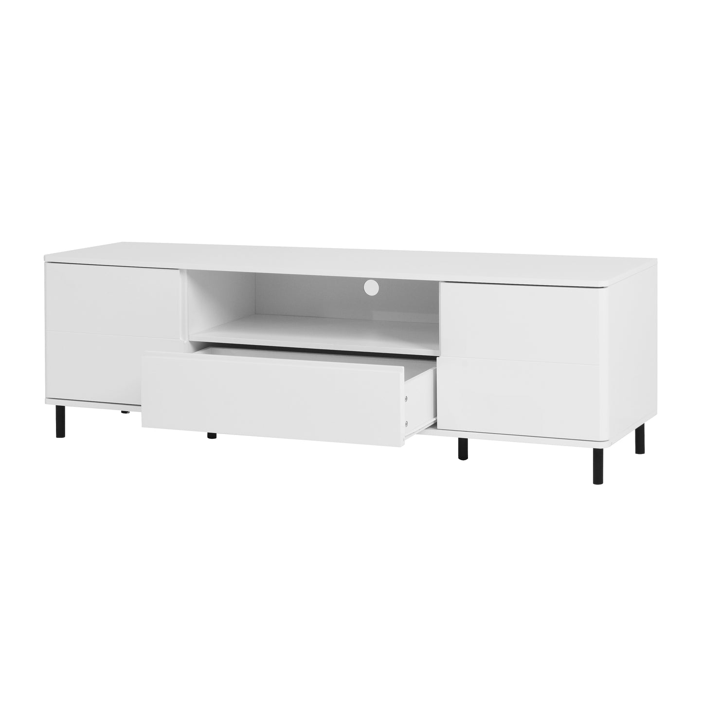 Modern TV Console, TV Stand, Entertainment Center with Storage Shelves,TV Cabinet for Living Room, Bedroom, Cloud White 63x15.74x19.68 inch