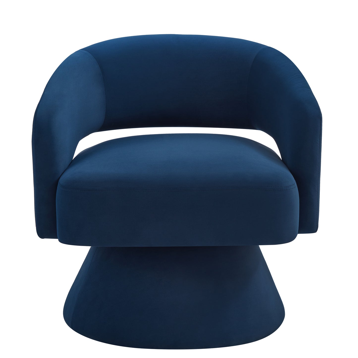 Modern Swivel Barrel Chair, Upholstered Velvet Round Accent Chairs,360 Degree Comfy Swivel Chair with Open Backrest, Single Chair Armchair for Living Room Bedroom, Homerest,Navy