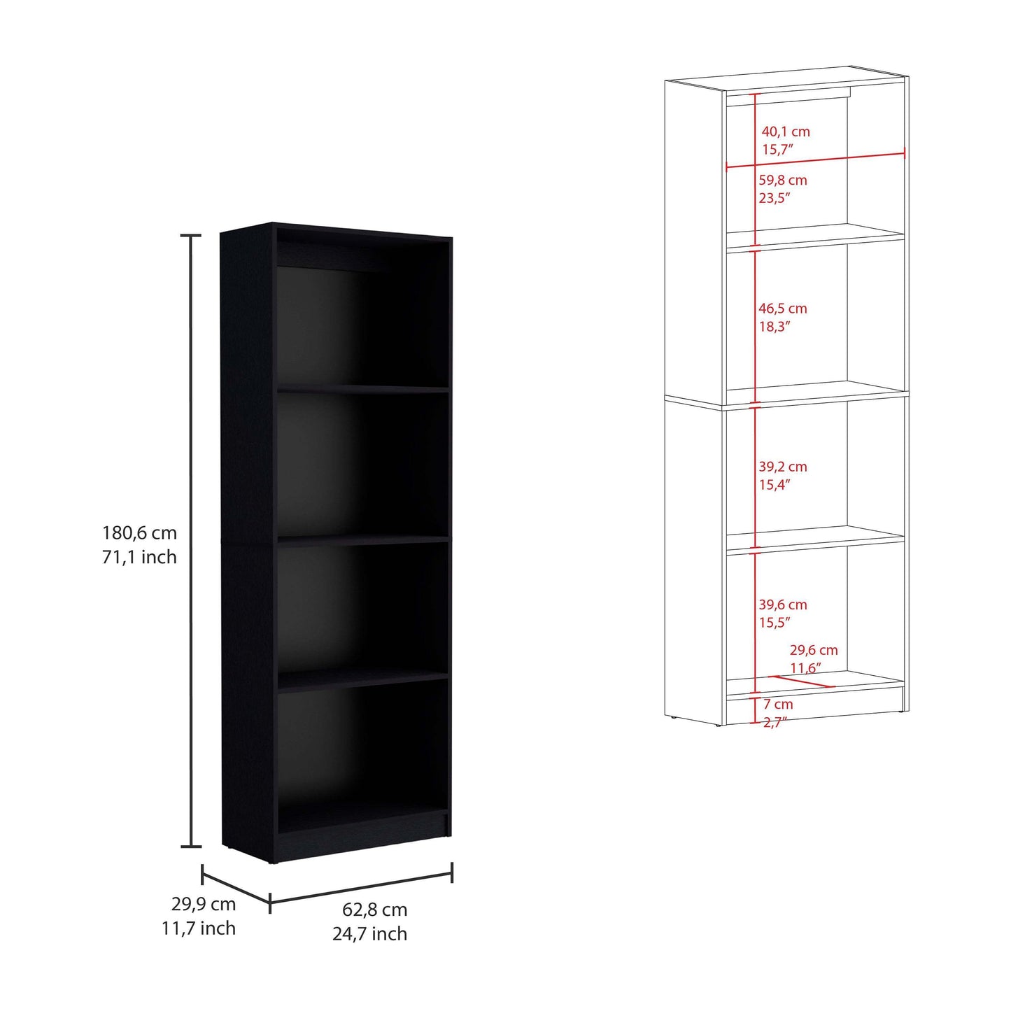 Benjamin Black 4 Piece Living Room Set with 4 Bookcases