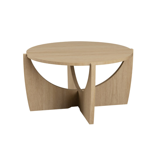 Contemporary Open Arch-Base Round Coffee Table – Coastal Oak