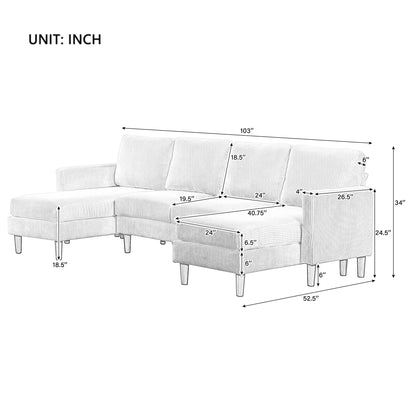 U_Style U-shaped Sponge-filled Cushion Combination Sofa, Suitable for Living Rooms, Studies, and Spacious Spaces