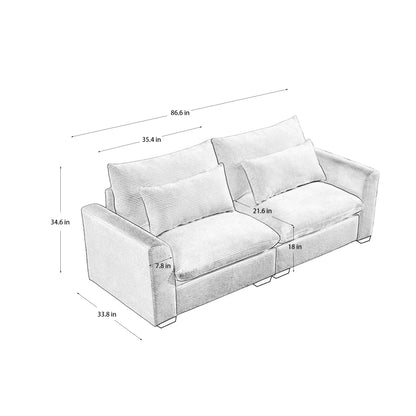 Beige Corduroy Sofa Couch, Modular Couch with Storage Ottoman, Couch Deep Seat Couches for Modern Living Room/Apartment/Office