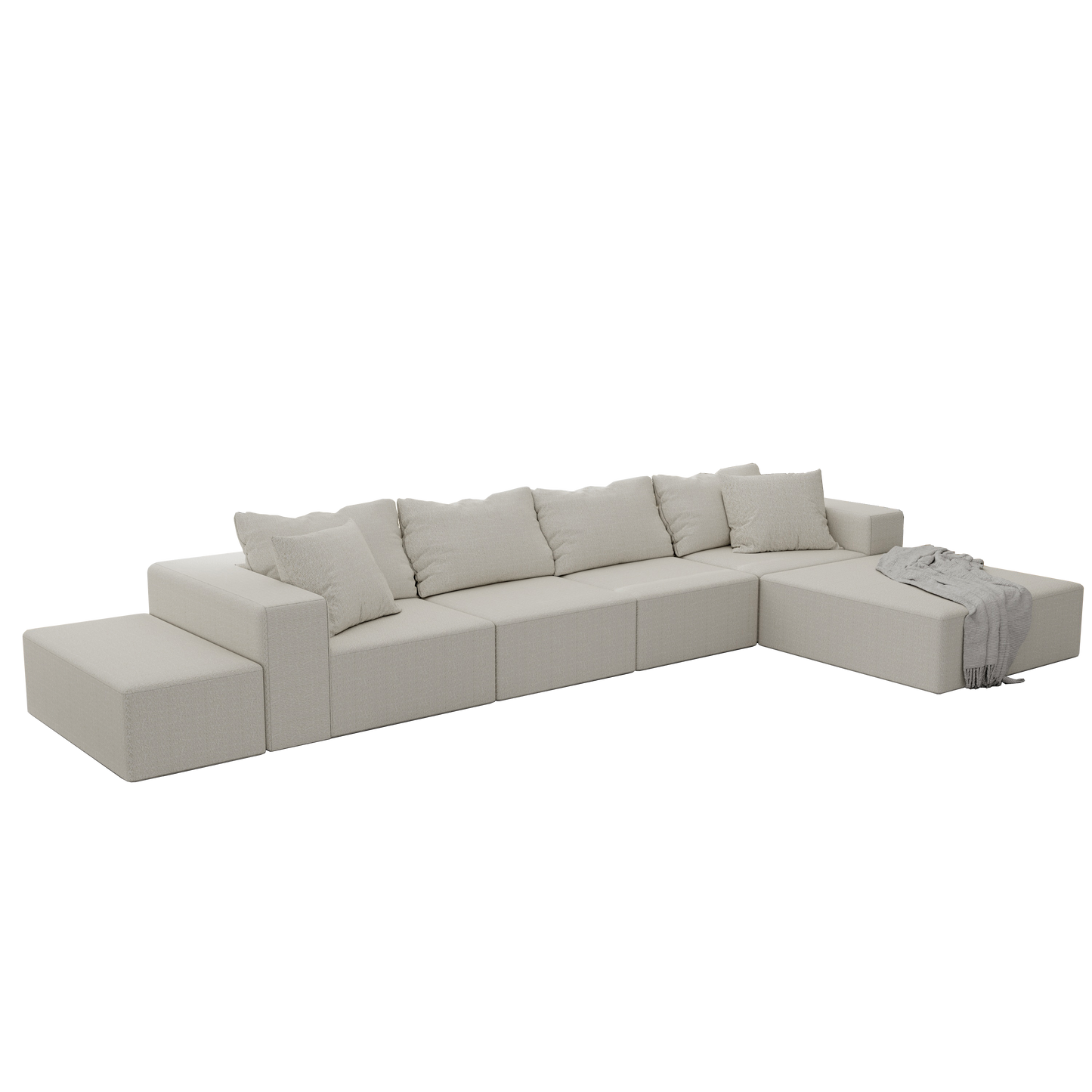 Modern Upholstered Sectional Sofa Couch Set,Modular 132" L Shaped Sectional Living Room Sofa Set With 6 Pillows,Free Combination Sofa Couch for Living Room,Bedroom