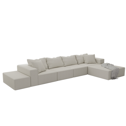 Modern Upholstered Sectional Sofa Couch Set,Modular 132" L Shaped Sectional Living Room Sofa Set With 6 Pillows,Free Combination Sofa Couch for Living Room,Bedroom