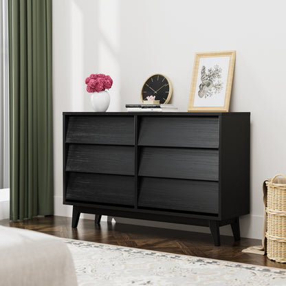 6 Drawer Double Dresser Features Vintage-style and Bevel Design