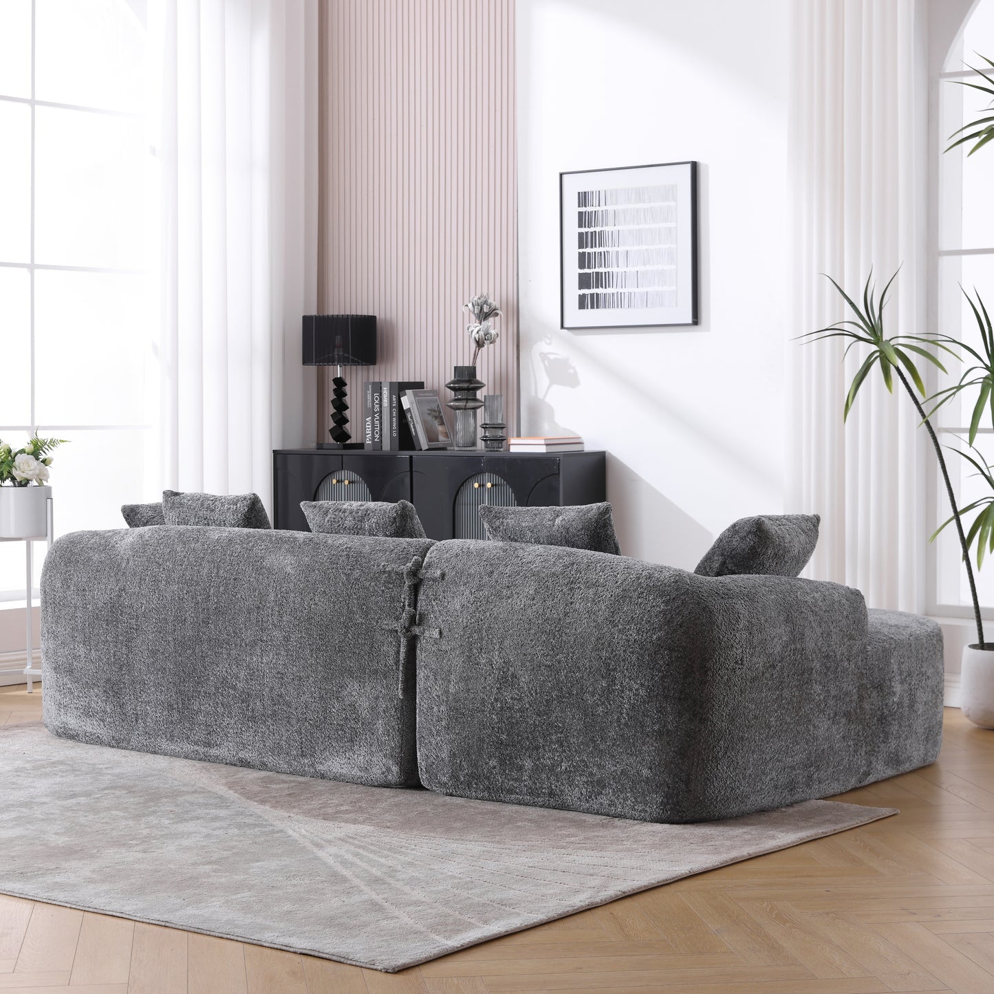 COOLMORE Boucle Sofa 3 Seater for Living Room Oversized Comfy Sofa L-Shape Sofa Couch with Chaise Home Furniture Sleeper Sectional Sofa for Apartment, Office Left Hand Facing (Gray)