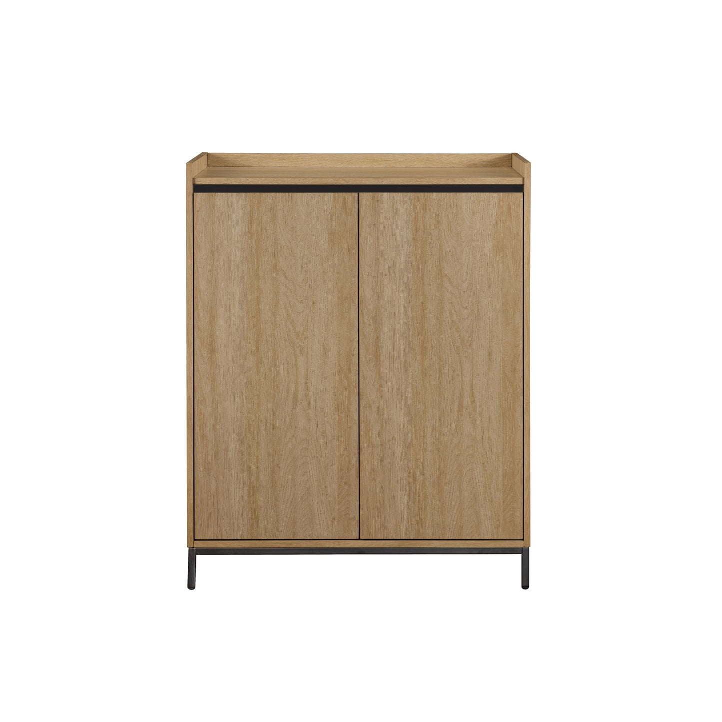 Contemporary Minimalist 2-Door Accent Cabinet – Coastal Oak