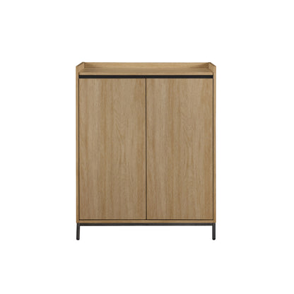 Contemporary Minimalist 2-Door Accent Cabinet – Coastal Oak