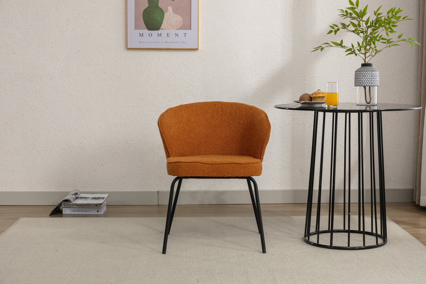 Retro Minimalist Modern Boucle Fabric Dining Chairs