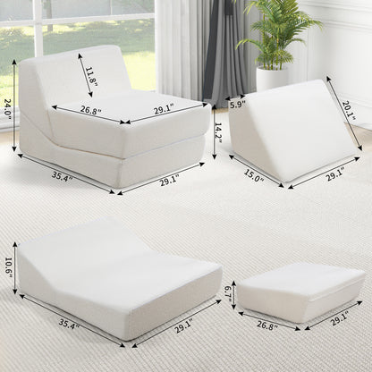 Folding Sofa Bed Couch Unfold for comfortable nap Modular Play Couch for Living Room The office Room  Playroom White color