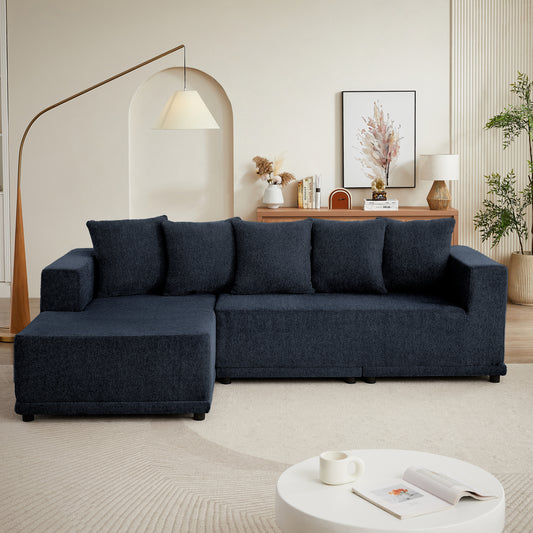 Chenille L-Shaped Sectional Sofa Set,Minimalist Style Modular Sectional Sofa, Luxury Chenille Fabric Cloud Couch for Living Room