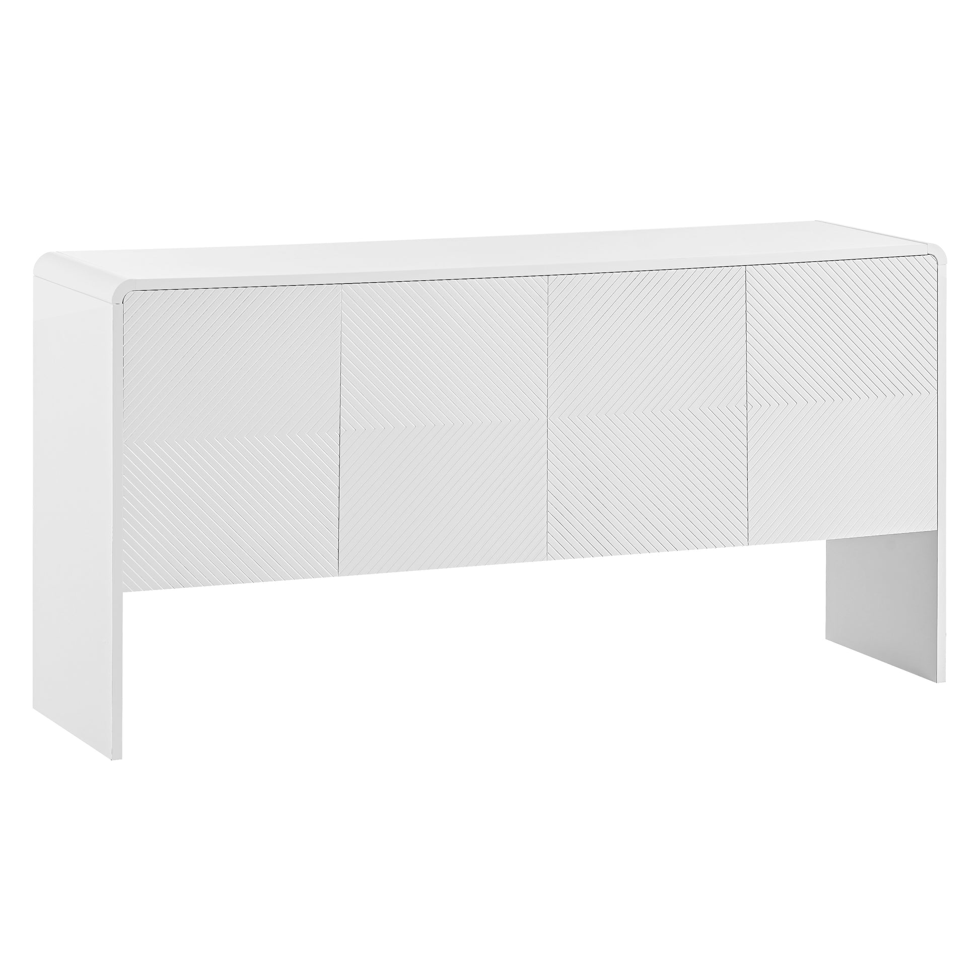 TREXM Minimalist Style 60"L Large Storage Space Sideboard with 4 Doors and Rebound Device for Living Room and Entryway (White)