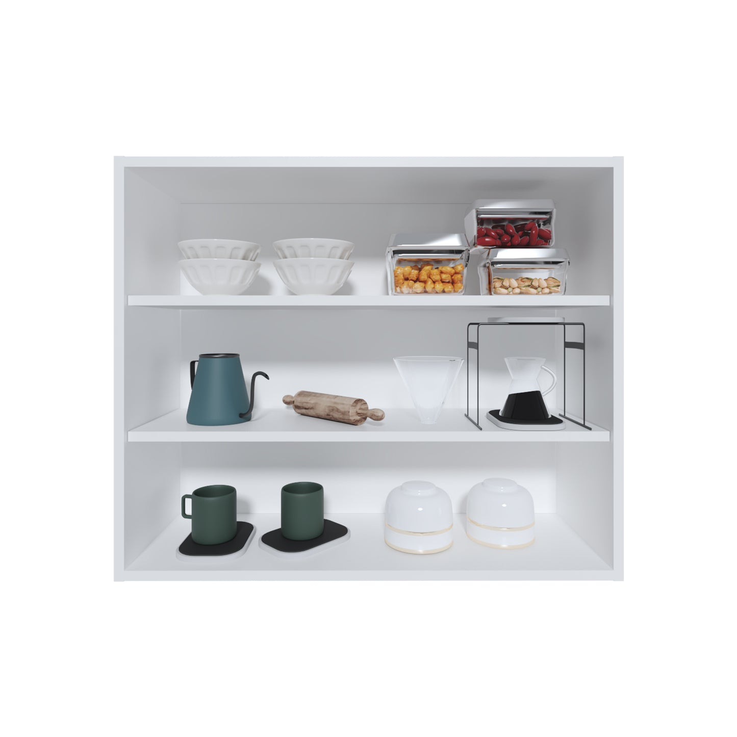 Wally 36" Wide x 30"H 3-Tier Open Wall Cabinet, Wall Shelf, Storage Cabinet, Cube Shelf Bedroom, Office, Living Room, Garage White