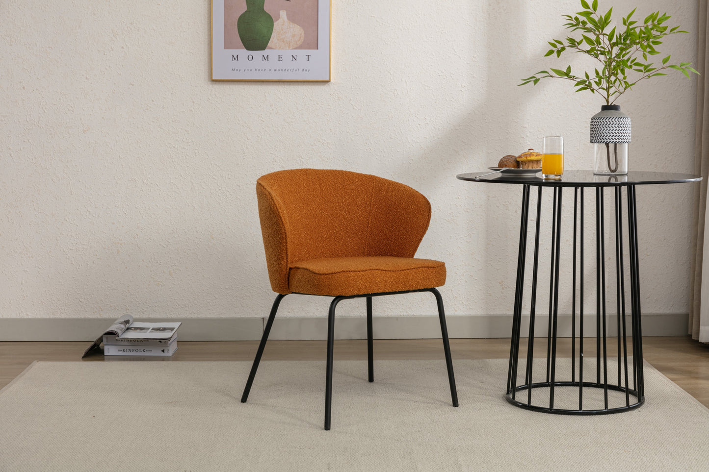 Retro Minimalist Modern Boucle Fabric Dining Chairs