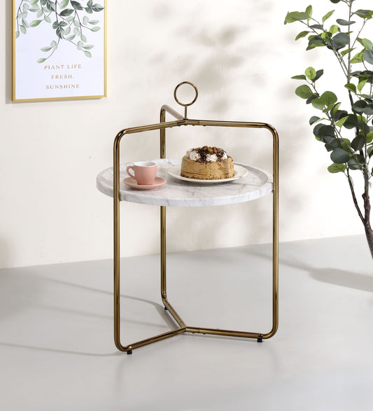 Miro - Side Table - White And Gold