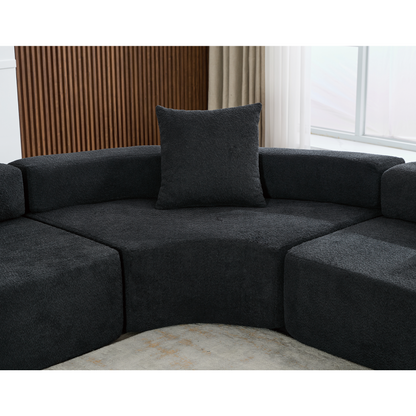 [NEW ARRIVED] [VIDEO PROVIDED]Oversized Combination Sofa,Curved Sofa,Upholstered 4 Seater Couch for Living Room,  Modern Modular 3 Piece Free Combination, Semicircular Modular  Sofa ,  Boucle, Black