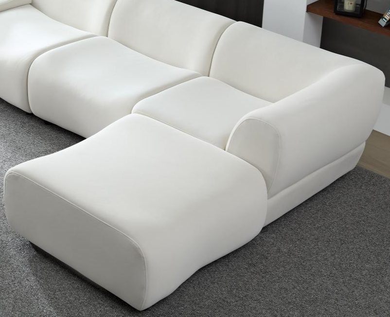 WKS8W White, strong and durable fabric, 4 free sectional sofa, high density sponge and solid wood frame