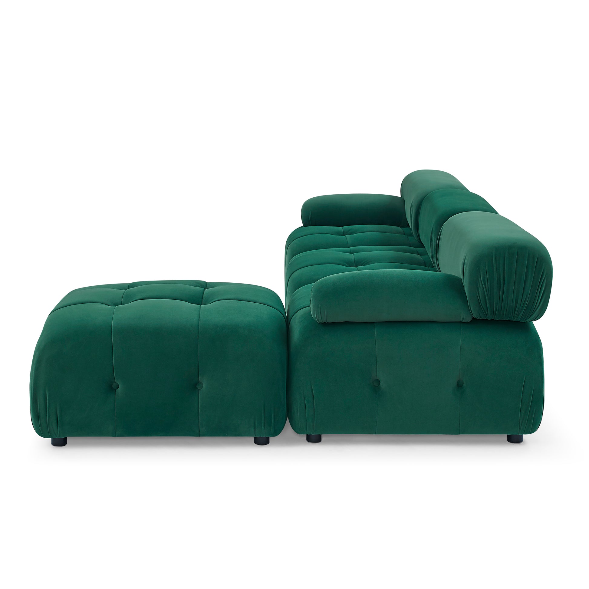 Modular Sectional Sofa, Button Tufted Designed and DIY Combination,L Shaped Couch with Reversible Ottoman, Green Velvet