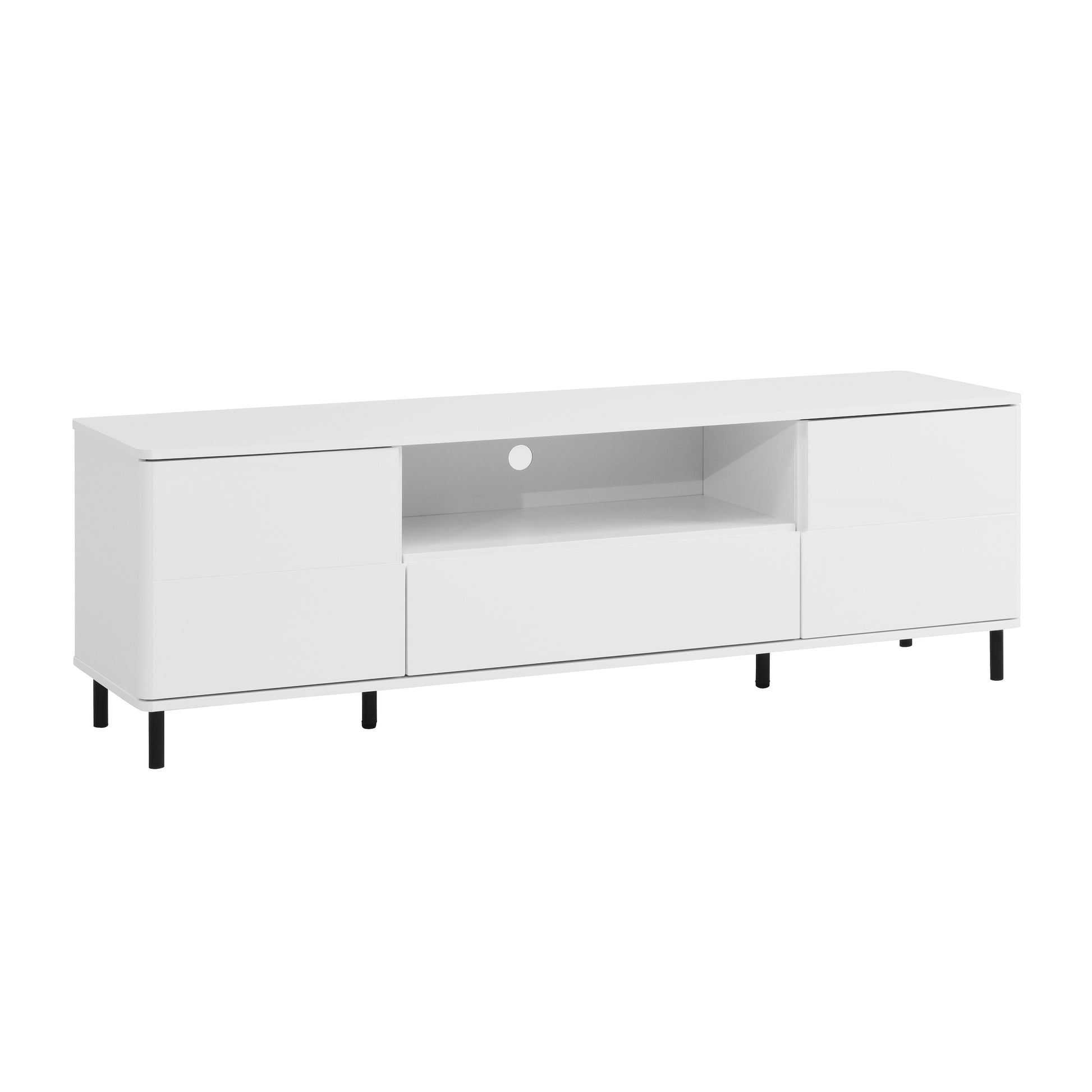 Modern TV Console, TV Stand, Entertainment Center with Storage Shelves,TV Cabinet for Living Room, Bedroom, Cloud White 63x15.74x19.68 inch